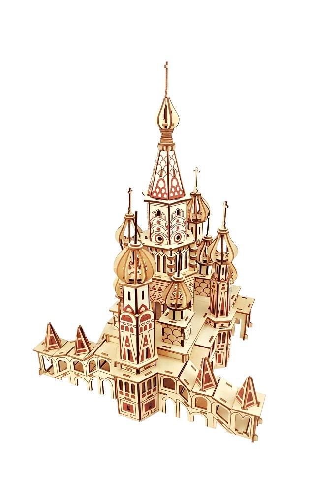 E-shop Woodcraft drevené 3D puzzle Chrám Vasila Blaženého – prírodné