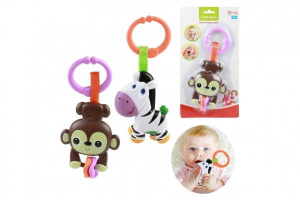 E-shop Hrací hrkálka pre bábätká so zvieratkom, plastová, 4m+