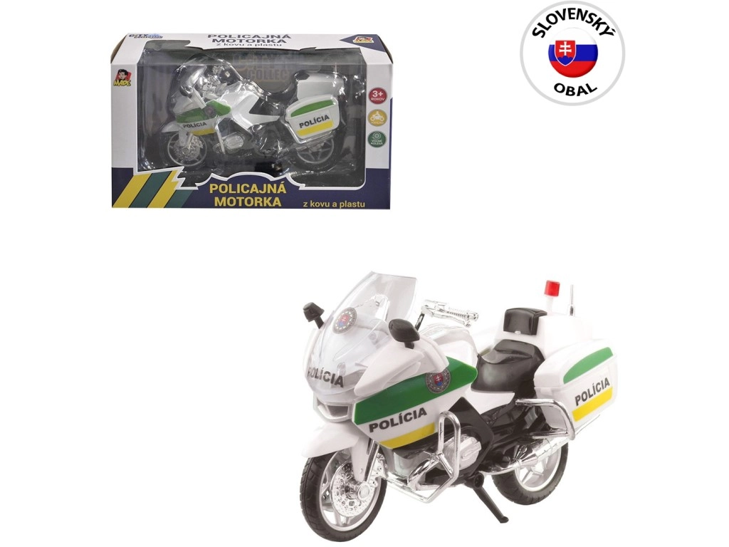 Policajná kovová motorka 18 cm