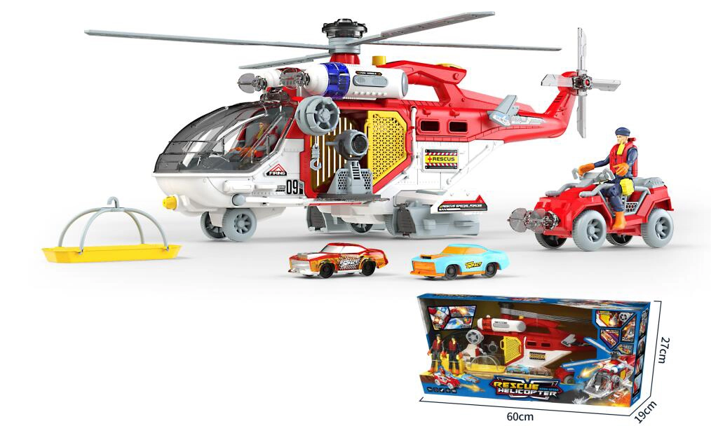 Záchranárske lietadlo s autami a záchranným tímom