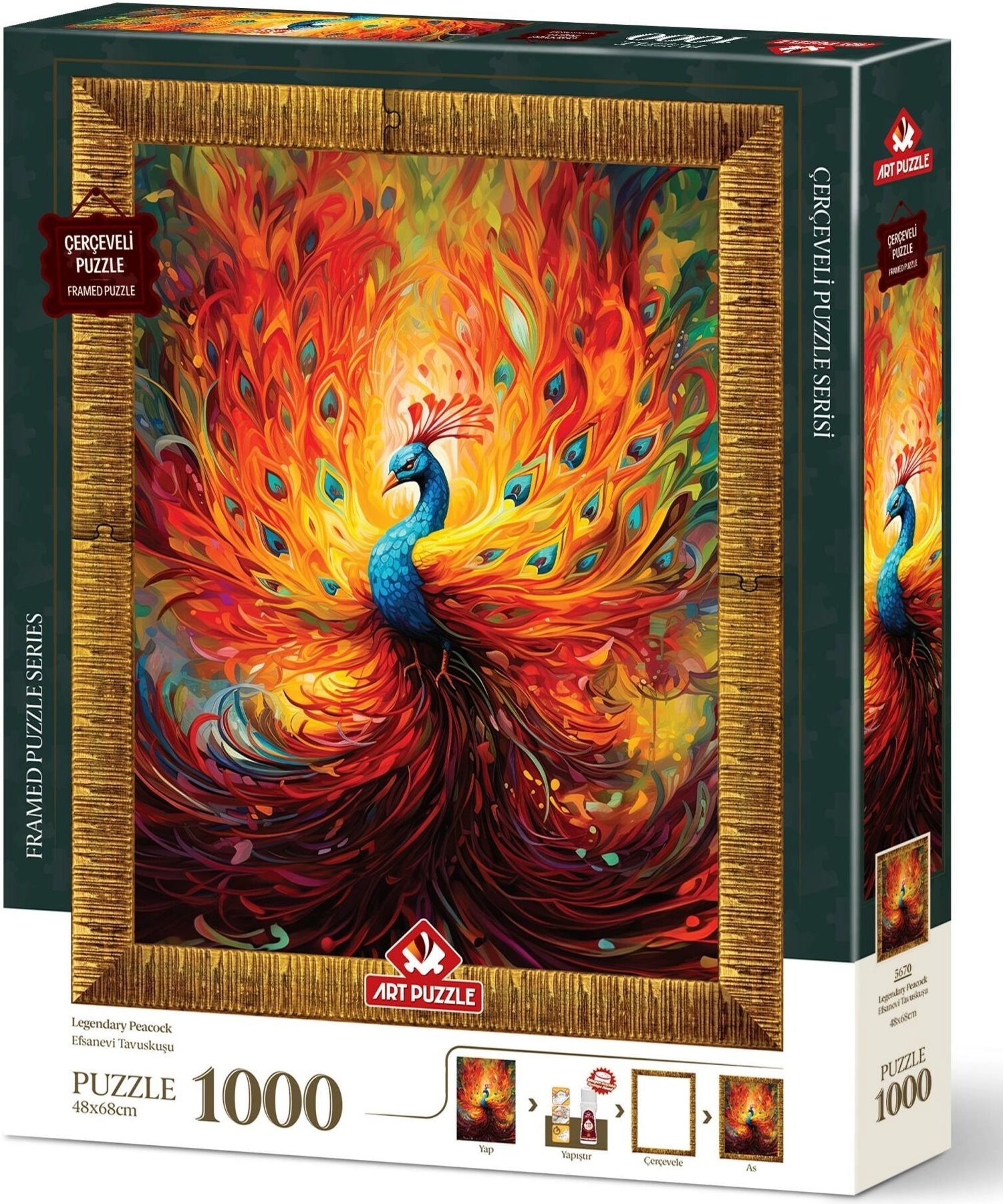 Puzzle s rámčekom a lepidlom Farebný páv 1000 dielikov