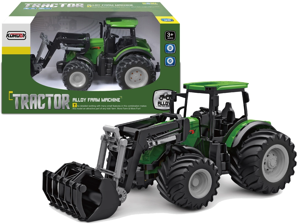 Zelený traktor 1:24 s krokodílovou lyžicou