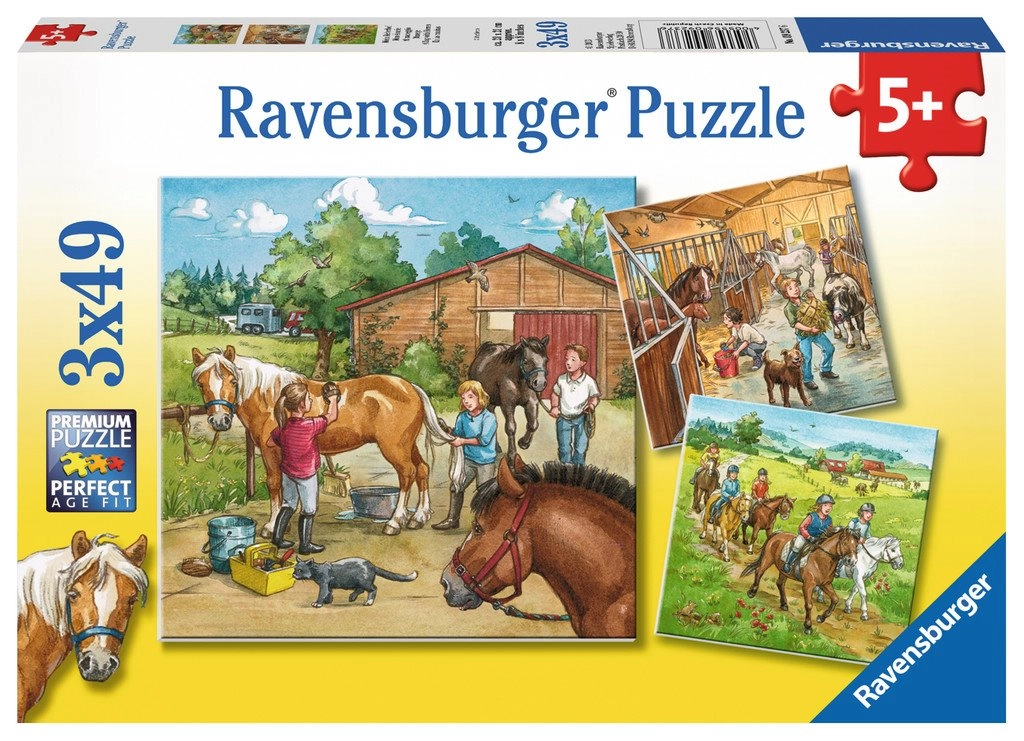 E-shop Ravensburger Deň s koňmi 3 x 49 dielov