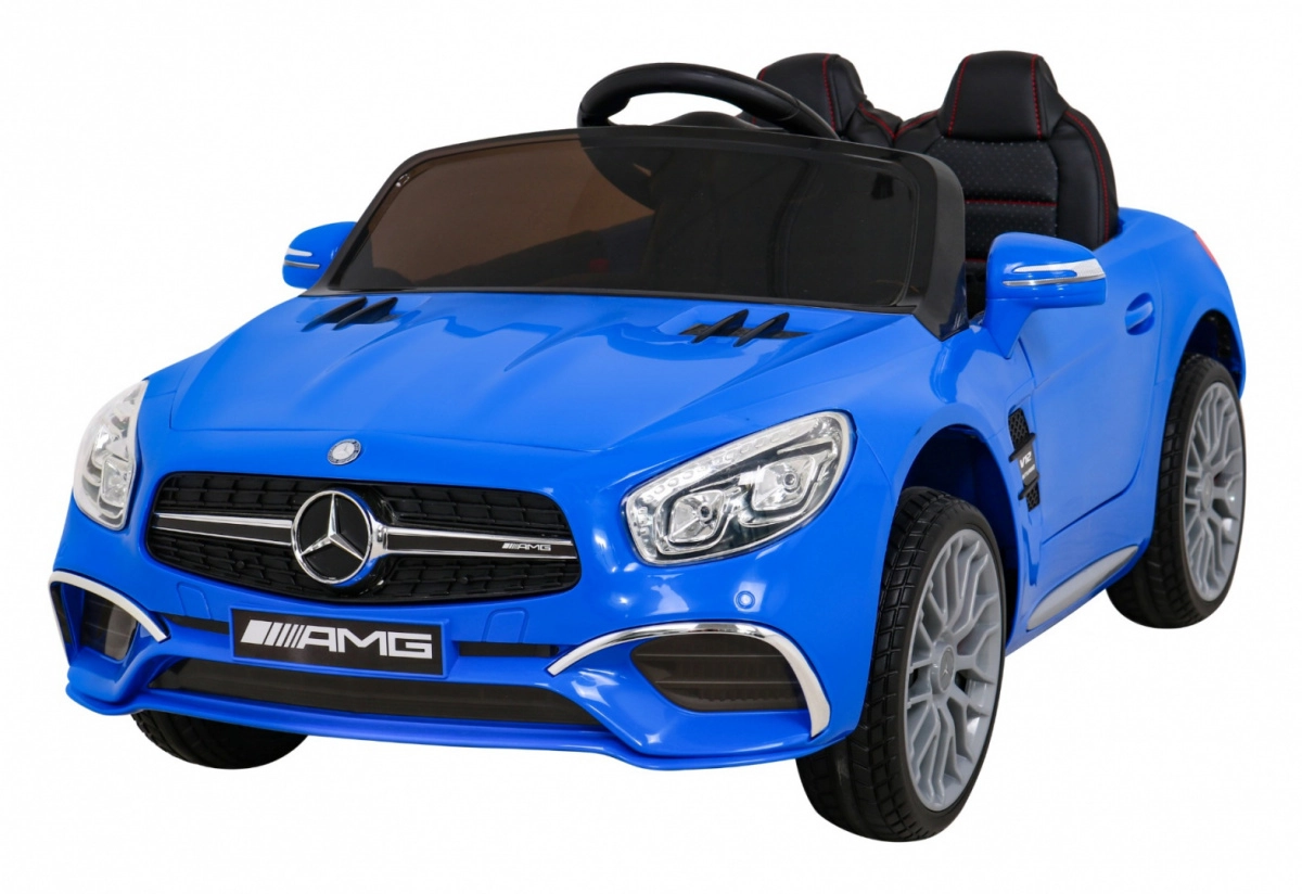 Detské elektrické autíčko MERCEDES-BENZ AMG SL 65, modré, 12 V, diaľkové ovládanie, LED, ekokoža, kolesá EVA