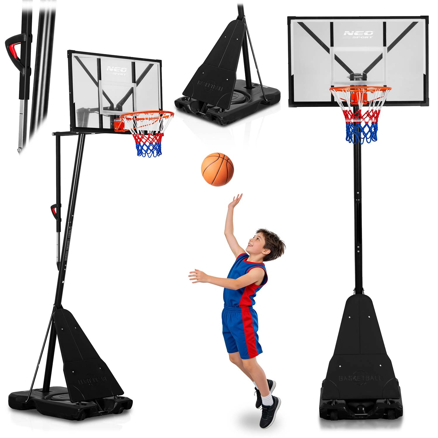 E-shop Nastaviteľný basketbalový kôš Neo-Sport 160 – 305 cm