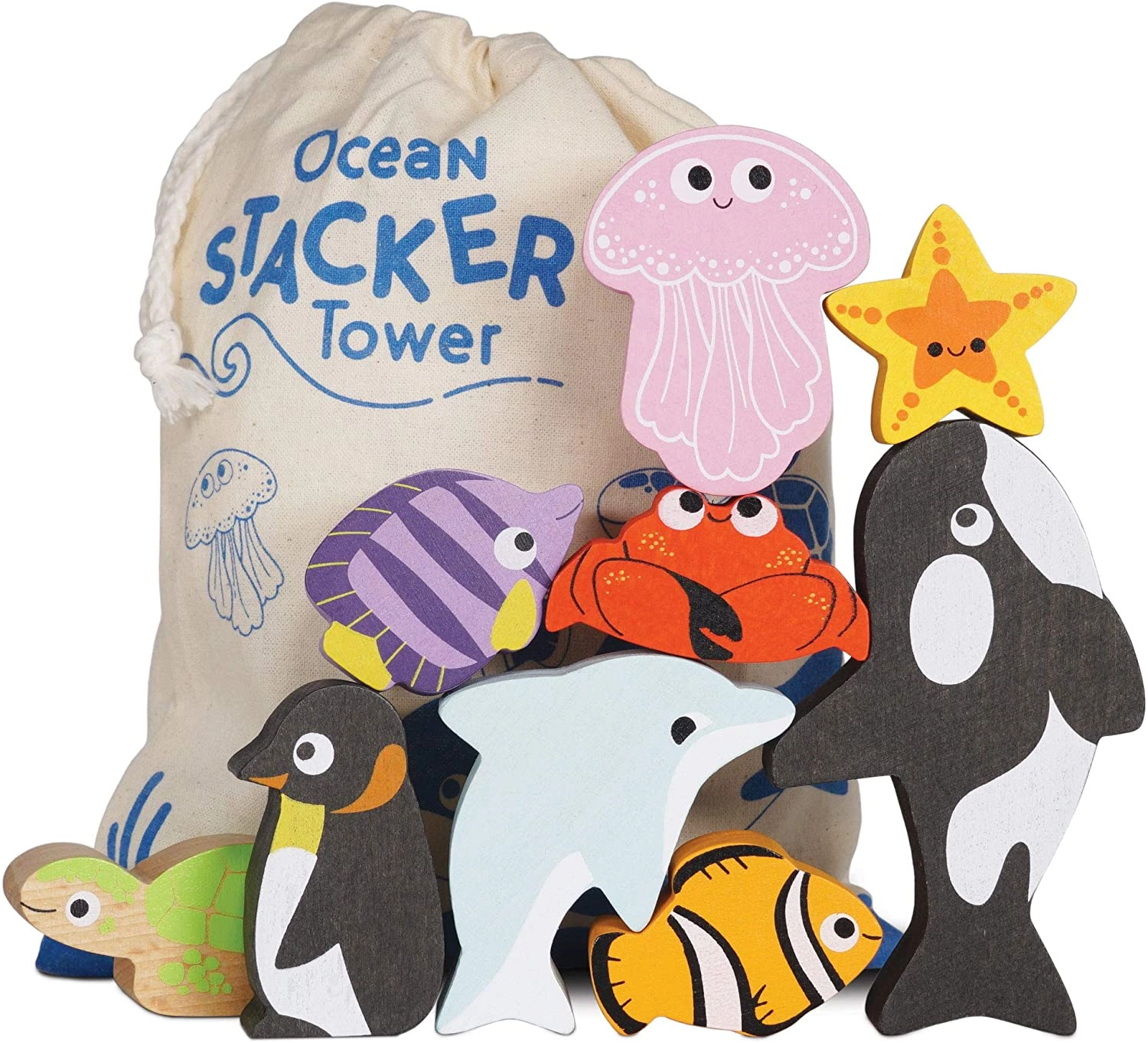 E-shop Le Toy Van Petilou skladacia veža Oceán 9 ks