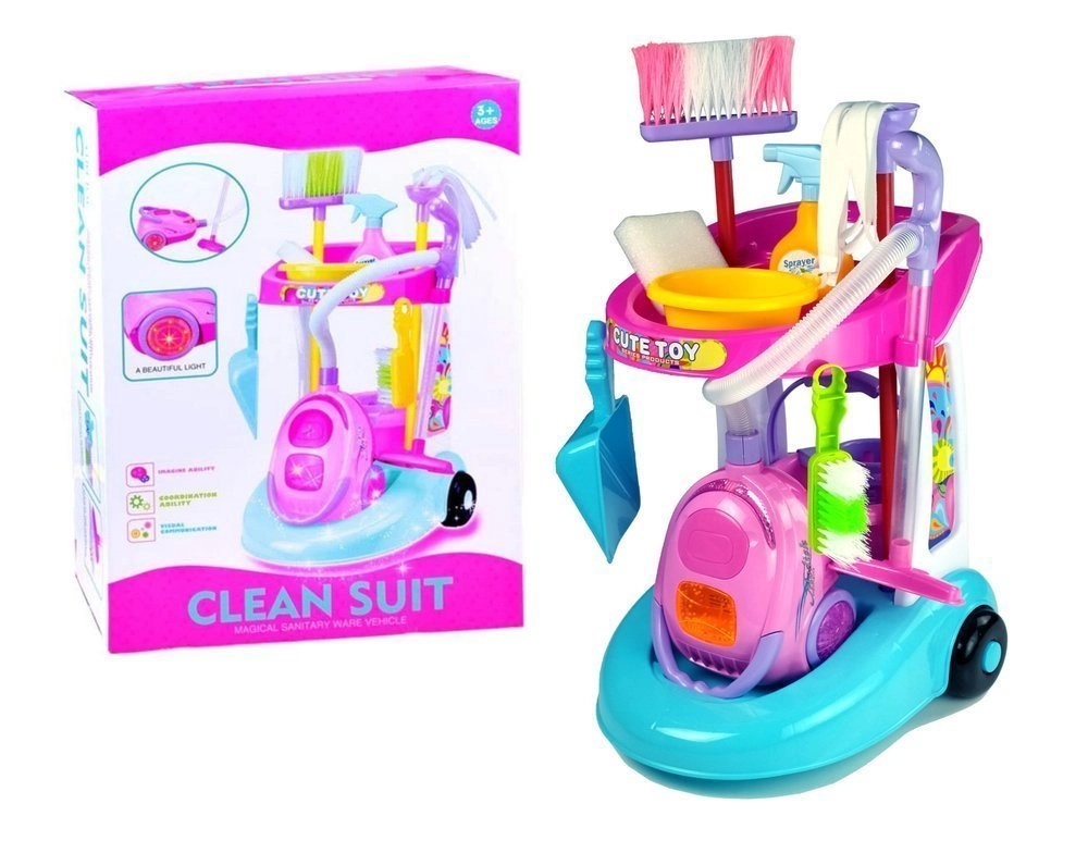 E-shop LEAN TOYS Vozík s vysávačom a s príslušenstvom na čistenie