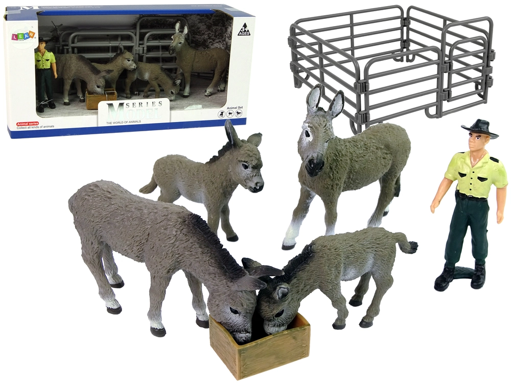 E-shop LEAN TOYS Sada štyroch farmárskych somárikov