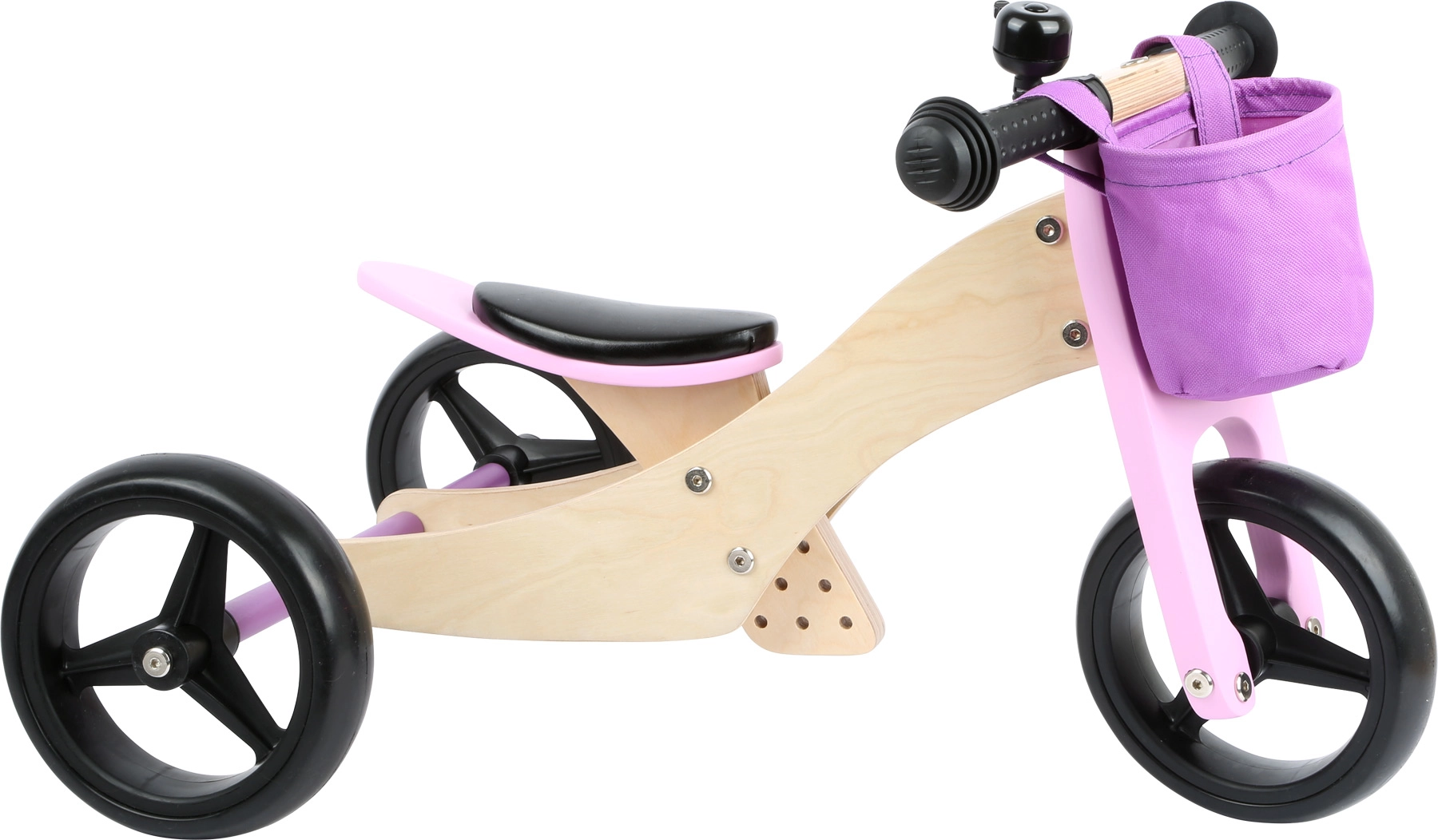 E-shop Small Foot Drevené 2v1 Trike ružové