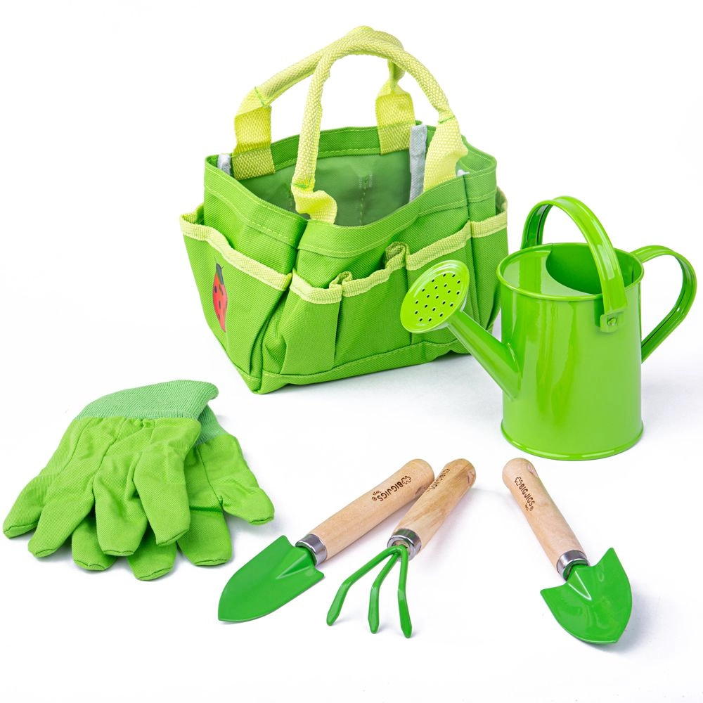 E-shop Detský záhradnícky set v plátenej taške BIGJIGS TOYS – zelený