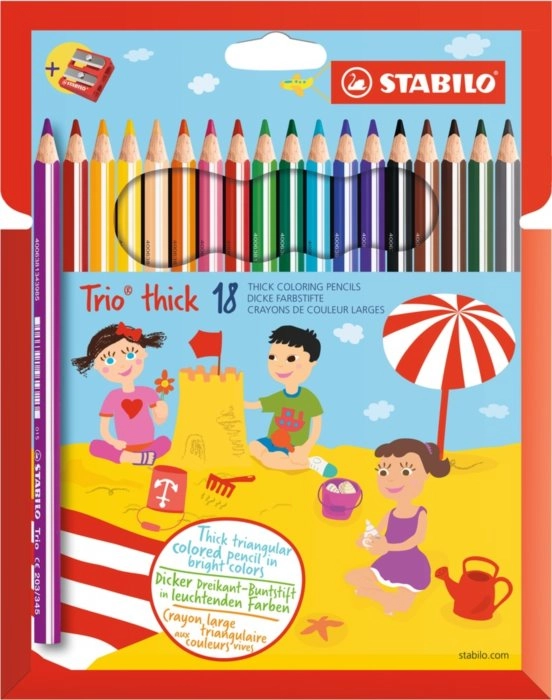 E-shop STABILO Trio, hrubá 18 ks Púzdro so strúhadlom - STABILO - Stabilo Farbičky Trio so strúhadlom 18ks