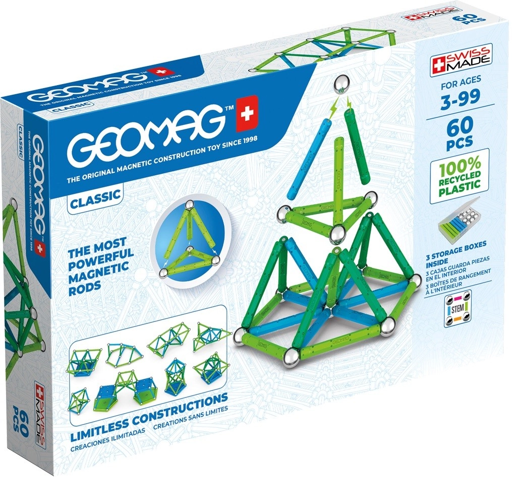 E-shop Klasické magnetické kocky Geomag Recycled, 60 dielikov