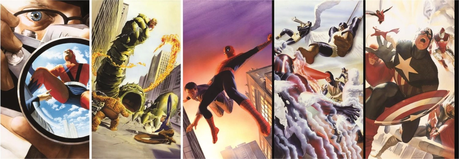 E-shop Panoramatické puzzle CLEMENTONI – 80 rokov MARVEL, 1000 dielikov