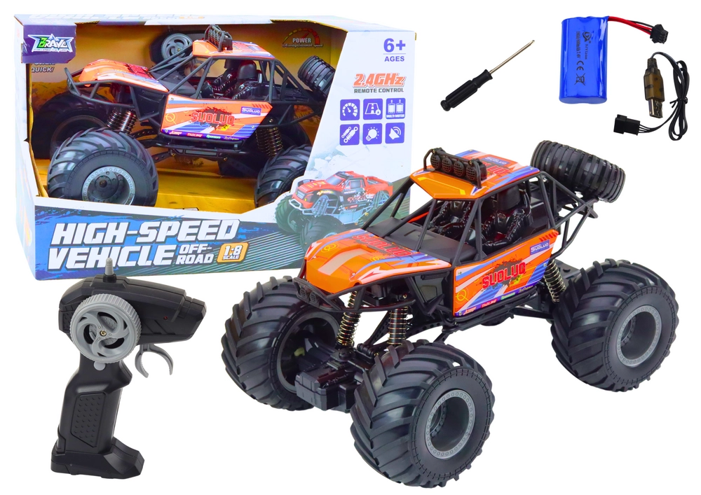 E-shop Oranžové Terénne RC Auto pre Deti s Tlmičmi