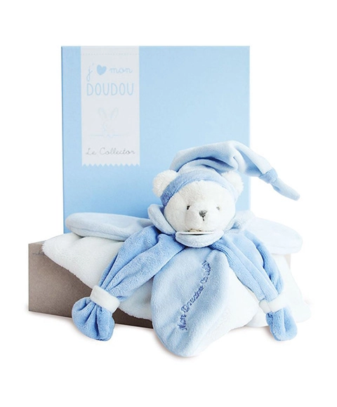 E-shop Doudou darčeková sada zaspávačik modrý medvedík 24 cm