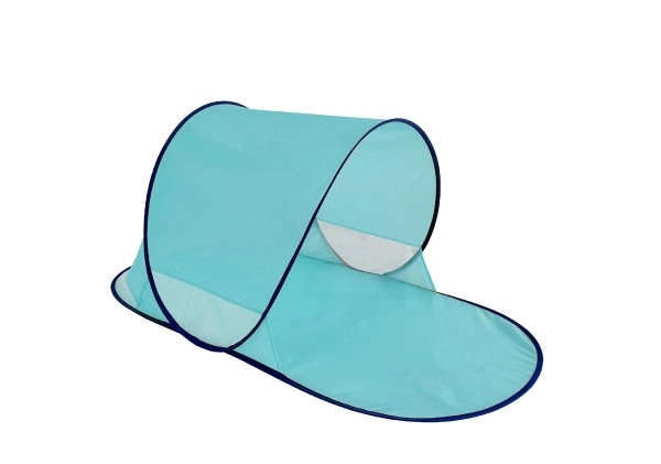 Teddies Stan plážový s UV filtrom 140x70x62cm samorozkladací polyester/kov ovál modrý v látkovej taške