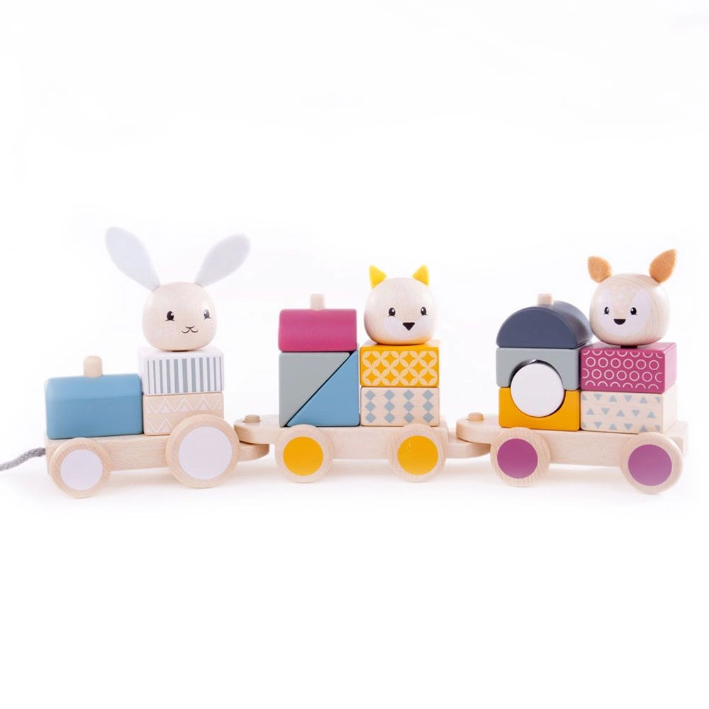 E-shop Bigjigs Baby Dřevěný vláček se zvířátky
