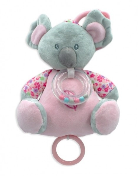 E-shop Teddies Medveď koala hrkálka plyšová 19cm záves na post./kocka prírodná hračka stroj ružová