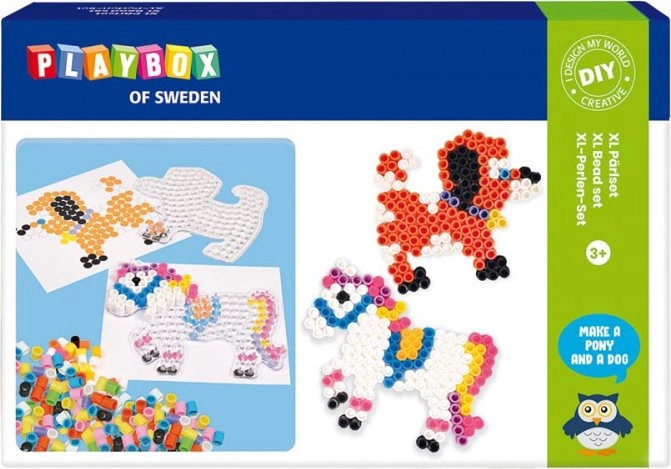 E-shop PLAYBOX Zažehľovacie korálky veľké XL set 600 ks - Koník a Psík