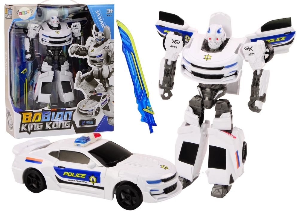 E-shop Auto-Robot 2v1 Transformujúce policajné auto biele