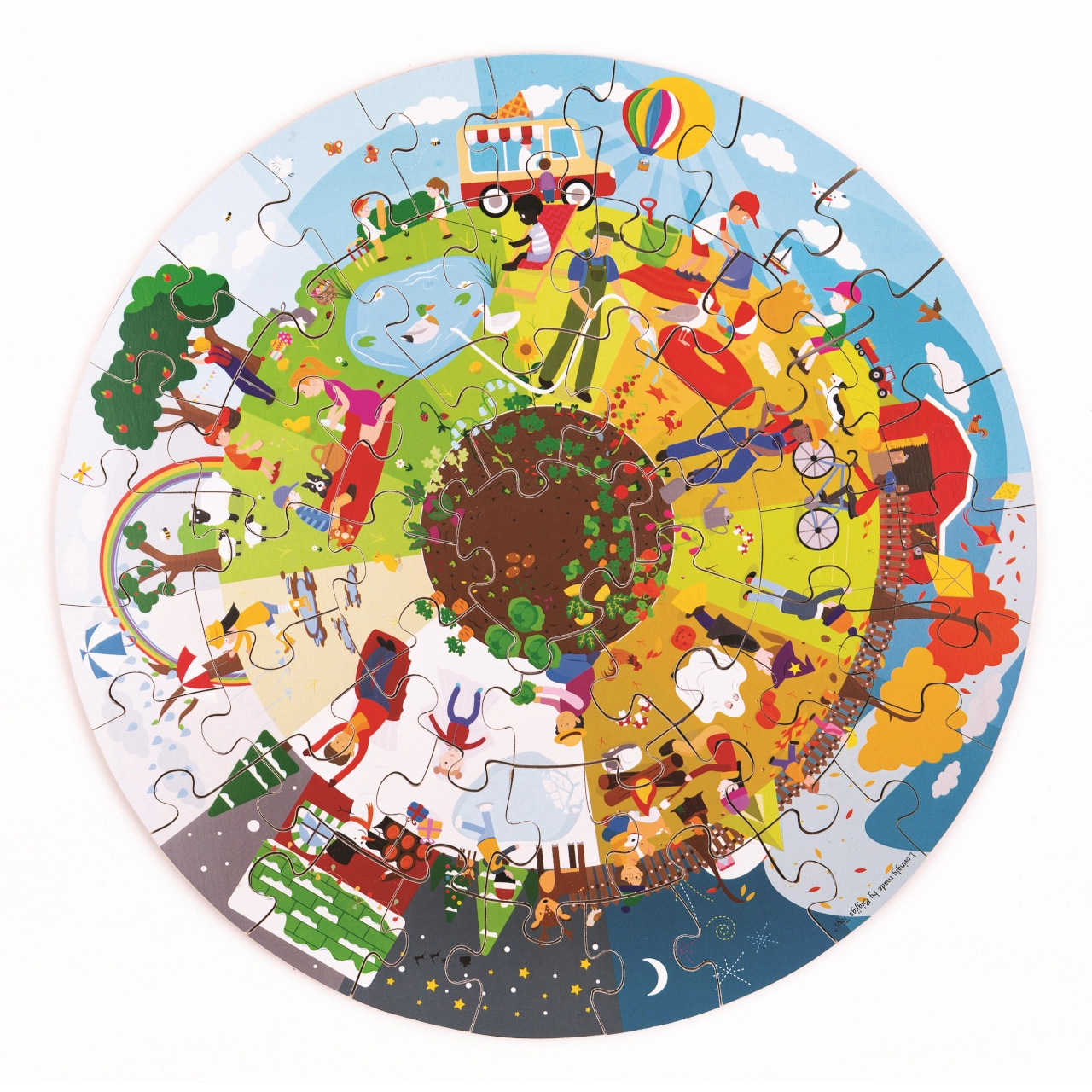 E-shop Bigjigs Toys Okrúhle podlahové Štyri ročné obdobia 50 dielov