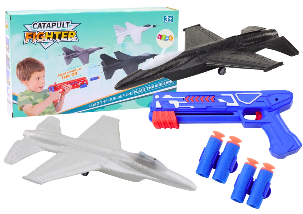 E-shop shumee 2v1 Dart Gun Odpaľovač lietadla Modrý