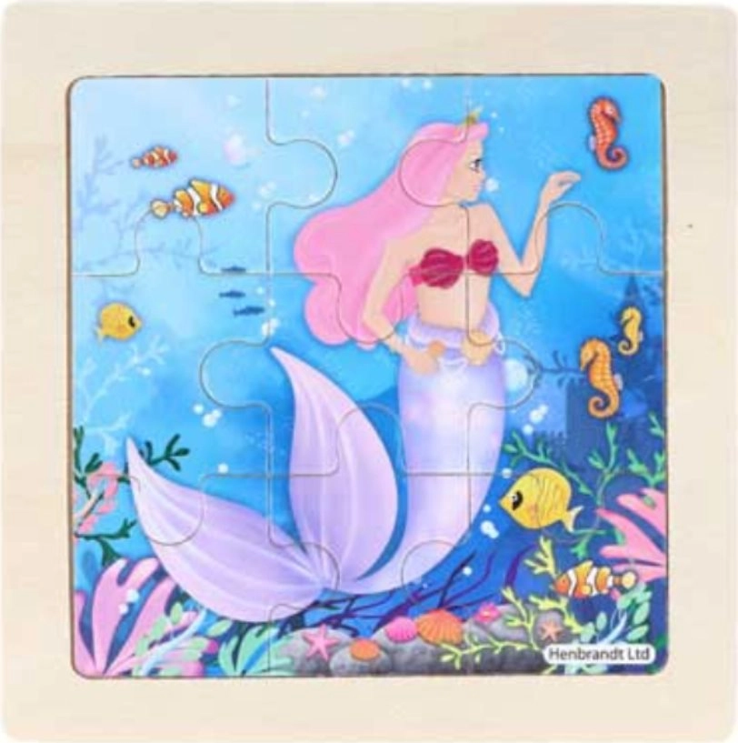 Drevené puzzle morská víla 9 dielikov