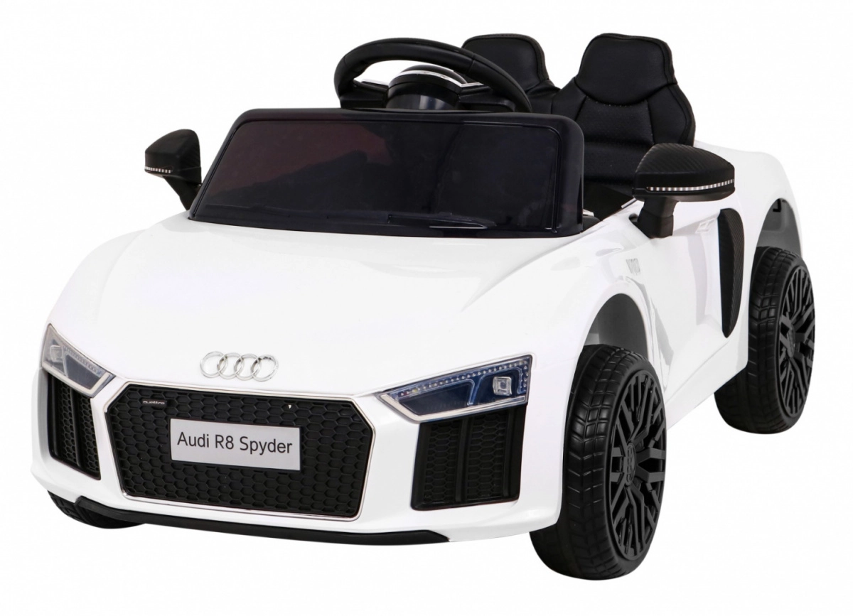 E-shop Joko Elektrické autíčko Audi R8 Spyder kožená sedadlo penové kolesá FM rádio odpružená biela