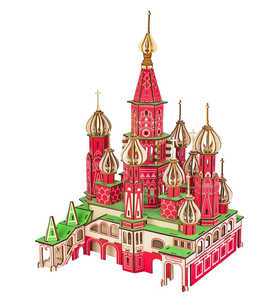 E-shop Drevené 3D puzzle Chrám Vasila Blaženého farebné