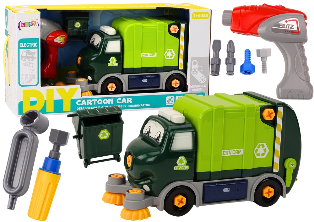 E-shop Kreslený recyklačný voz na montáž DIY – zelený
