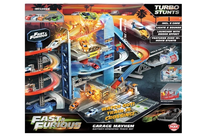 Jada Toys Fast & Furious garáž Mayhem s 5 vozidlami