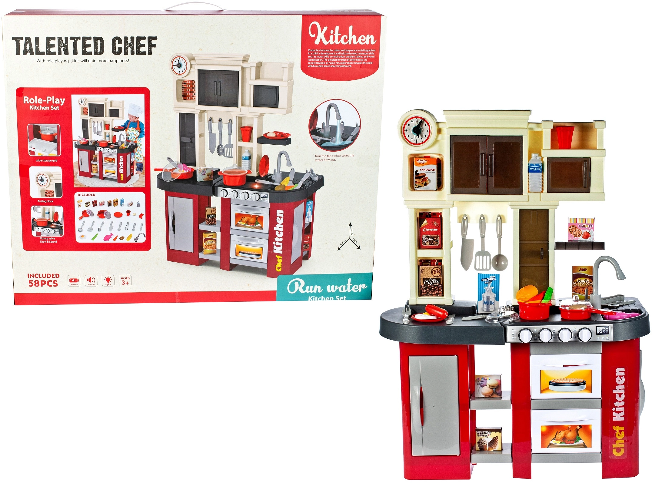 Detská kuchynka s drezom a tečúcou vodou so svetlami a zvukmi