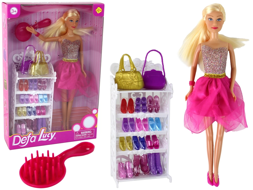 E-shop Lean Toys Lucy v ružových šatách skrinka na topánky