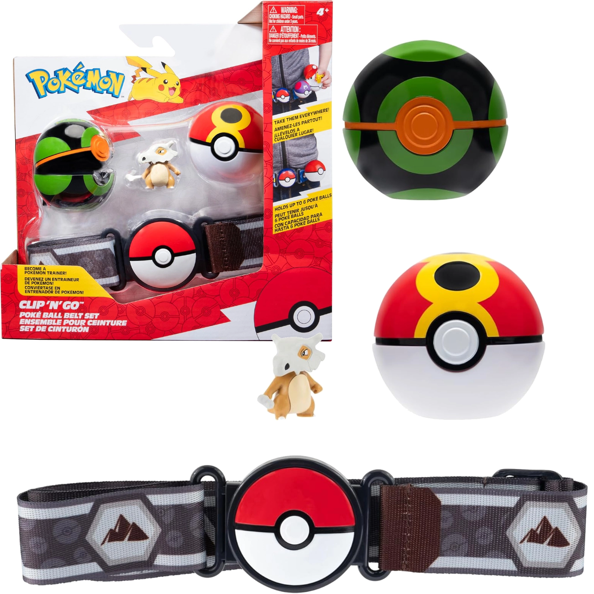 pokemon clip 'n' go: trénerský set s pásom, pokébaly a figúrkou cubone