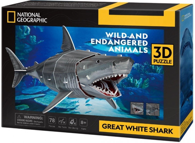 E-shop Cubic Fun 3D puzzle Bílý žralok 78 ks