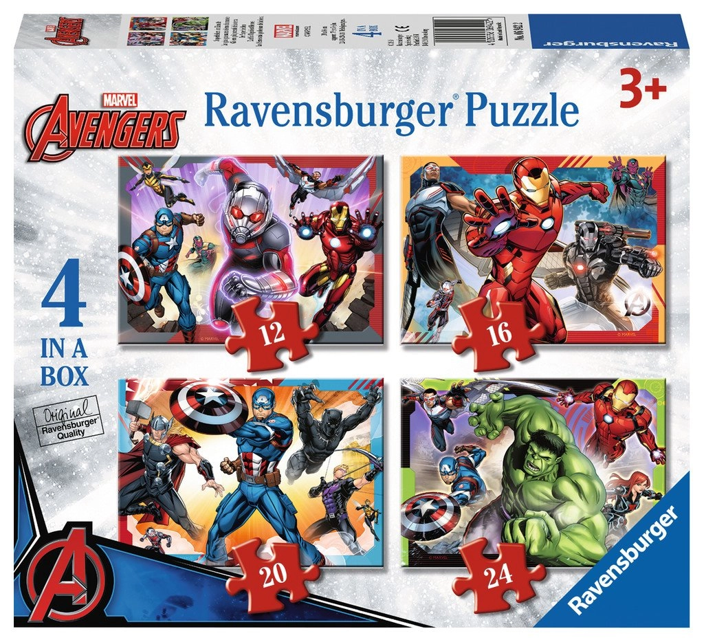 E-shop Ravensburger Avengers Nejmocnější hrdinové země 4v1 12,16,20,24 dielov
