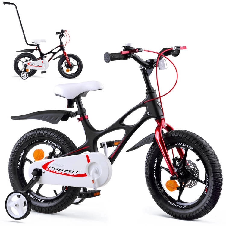 Detský bicykel RoyalBaby Space Shuttle 14" s bočnými kolieskami – Čierna