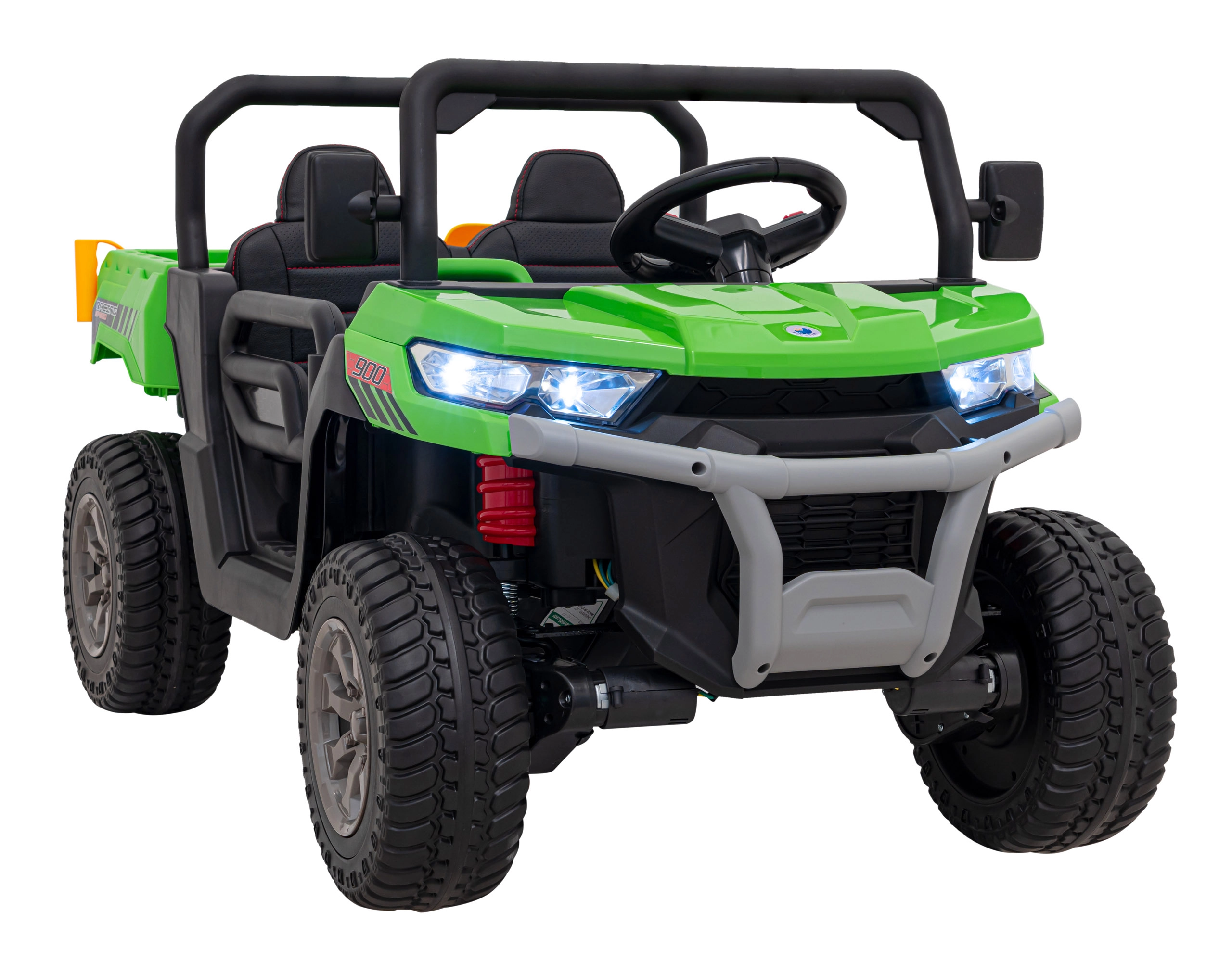 E-shop Elektrické detské auto pick-up 4x4 so sklopnou korbou, diaľkovým ovládaním a LED – zelené
