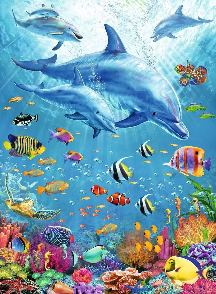 Ravensburger puzzle Medzi delfínmi XXL 100 dielikov
