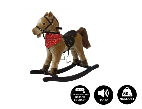 E-shop Teddies kůň houpací hnědý plyš na baterie se zvukem a pohybem