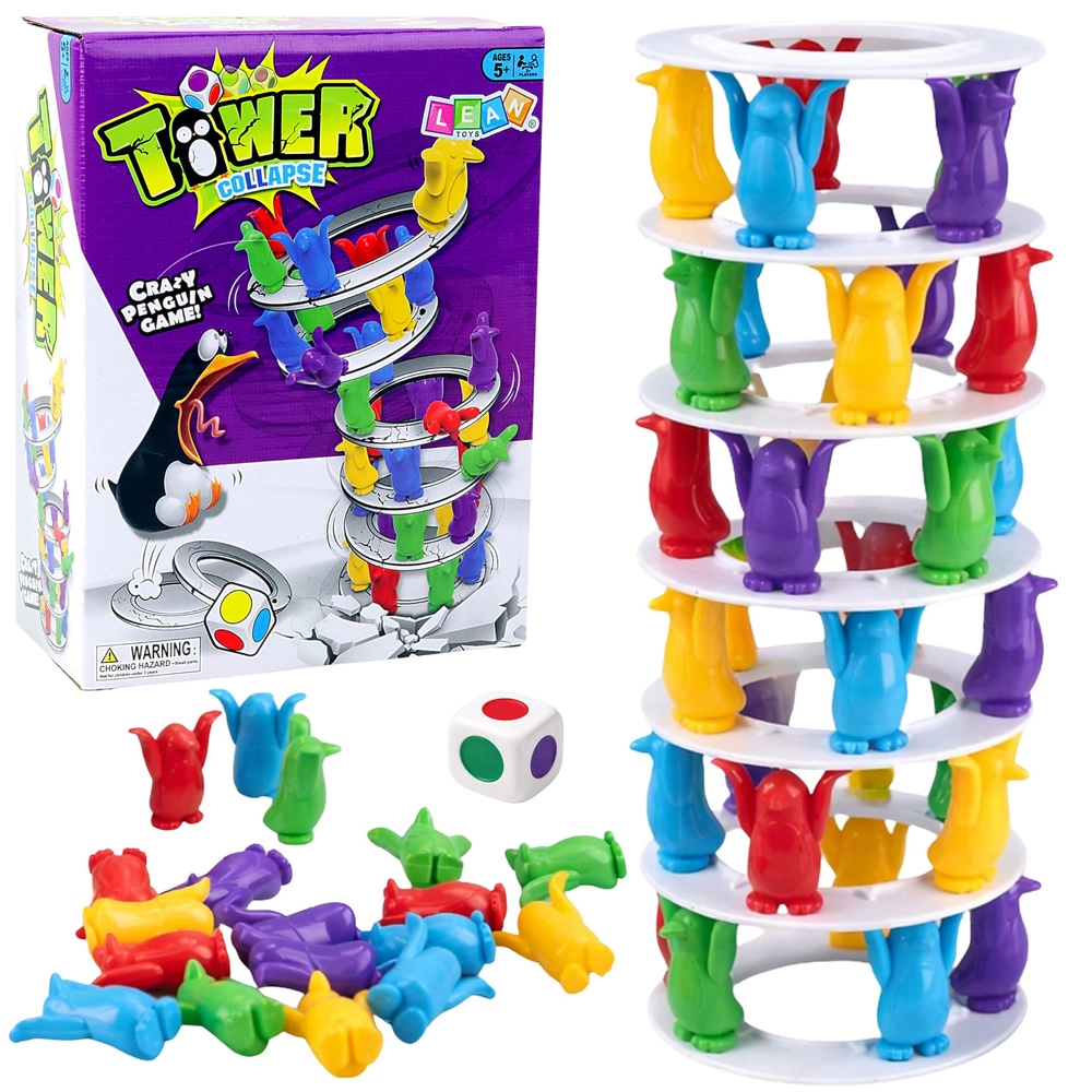 Rodinná balančná hra šialení tučniaci na veži