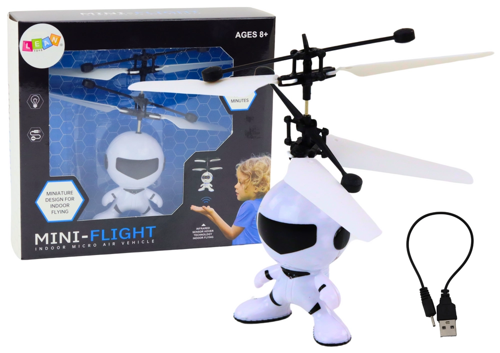 E-shop Lietajúci astronóm – ručne ovládaný mini dron helikoptéra, biely