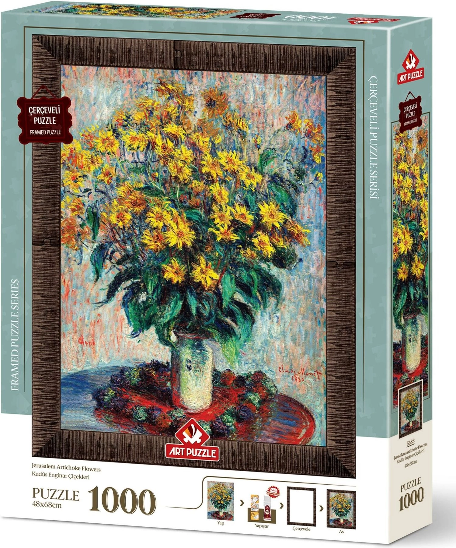 Puzzle s kvetinovým rámom a lepidlom 3v1 Jeruzalemský artičok 1000 dielikov