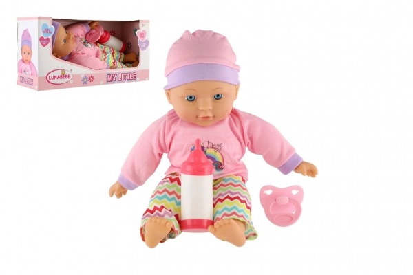 E-shop Teddies miminko 30cm měkké tělo s lahvičkou dudlíkem 31x15,5x10cm