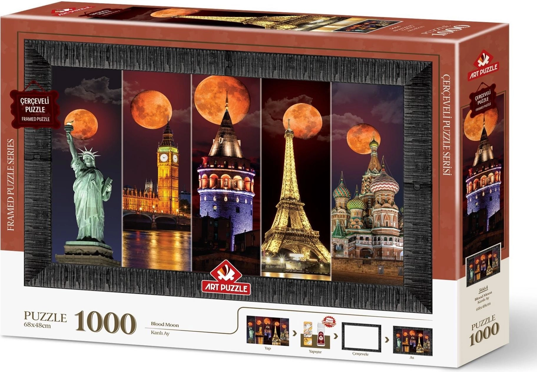 Puzzle s rámom a lepidlom 3v1 Krvavý mesiac 1000 dielikov