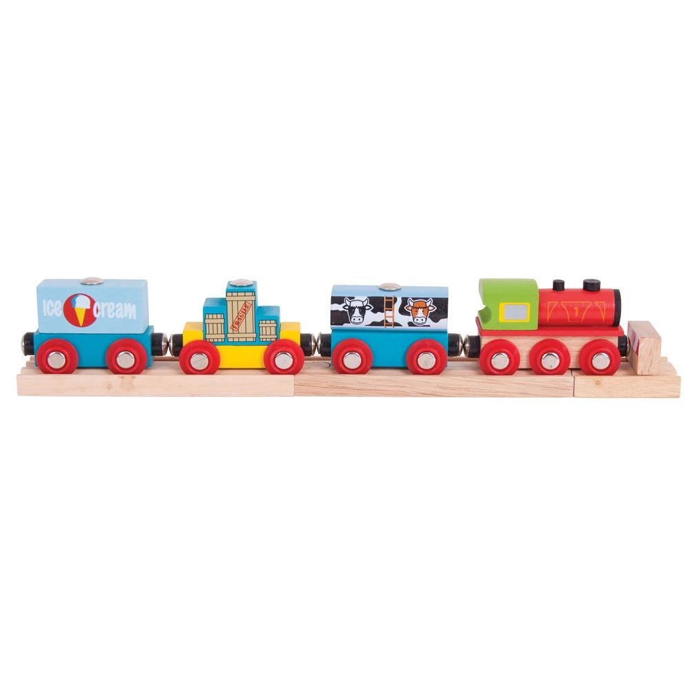 E-shop Bigjigs Vlak s tovarom 3 koľaje