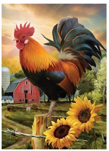 Diamantová mozaika - Kohút na farme