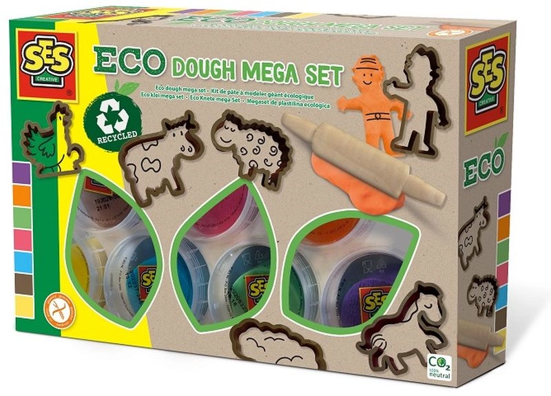 SES Creative eko plastelína – mega sada 7 farieb s formičkami