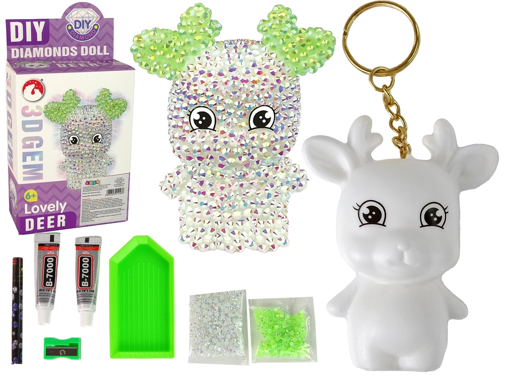 E-shop Kreatívna sada DIY Kryštálový sob prívesok 3D biely