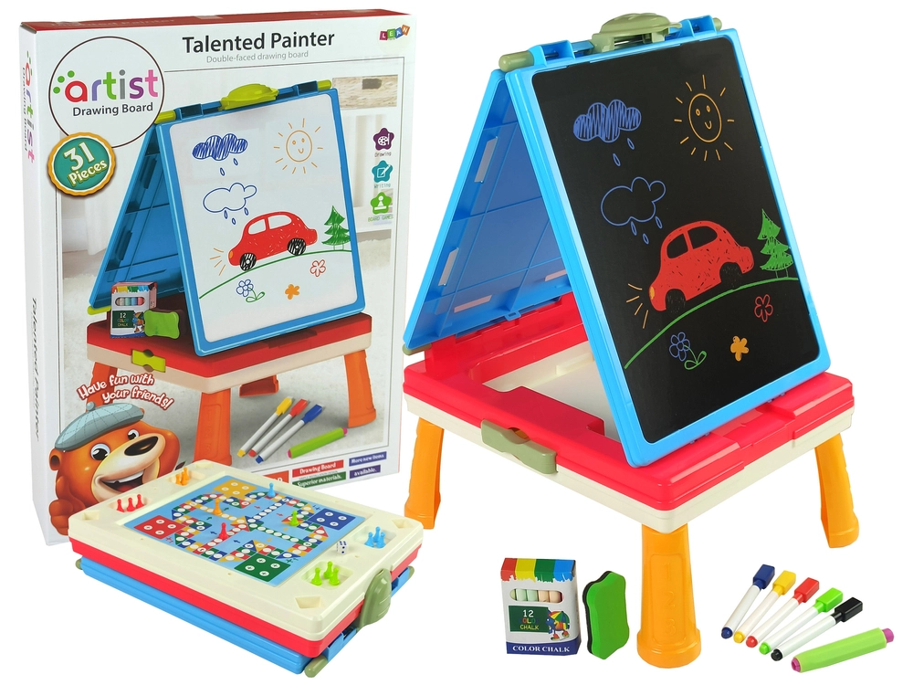 Lean Toys Magnetická tabuľa 3 v 1 modrý stôl na hry